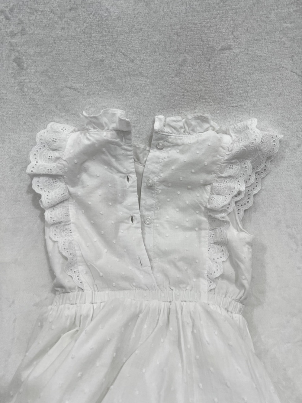 Janie and Jack Pintuck Eyelet Dress Summer Ruffle Detail Size 5 Special Occasion - Picture 7 of 14